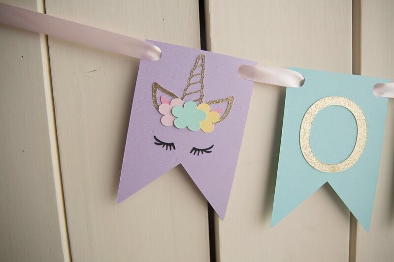 Unicorn Name Banner Pastel Rainbow Unicorn Birthday Decor - Etsy Canada