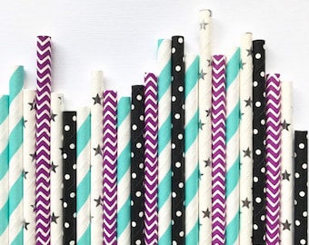Space Paper Straws, Galaxy Party Decor, Astronaut Party Decorations, Out of this world Birthday, 12ct paper straws