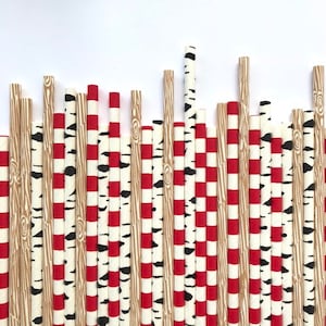 Pailles en papier de bûcheron 12 ct : décoration de fête à carreaux Buffalo