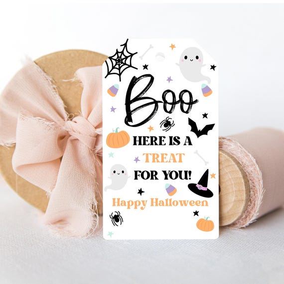 Boo Tag, Halloween Boo Basket Gift Tag, Spooky Treats, The Spooky One Birthday, School Treat Tags, Halloween tags, trunk or treat tag