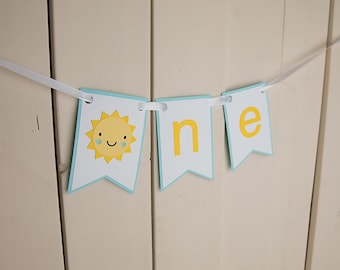 Sunshine Highchair Banner, One  banner, First Birthday, Our Little Sunshine, First trip around the Sun, you are my sunshine, cake smash