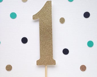 Glitter First Birthday Cake Topper: Cake Smash Party Decor
