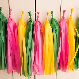 Tassel Banner, Flamingo Party Decor, Luau Tassel Garland, First Birthday, High chair Banner, Baby Shower, Pool Party, Tropical Luau