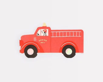 Fire Truck Napkins, Ring the Alarm, Fire Fighter Kids Birthday Party Supplies,