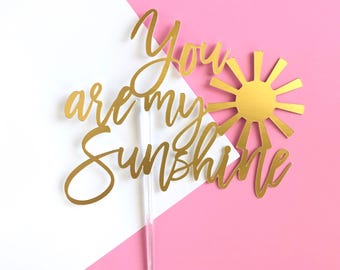Sunshine Cake Topper: Glitter Sun Party Decor