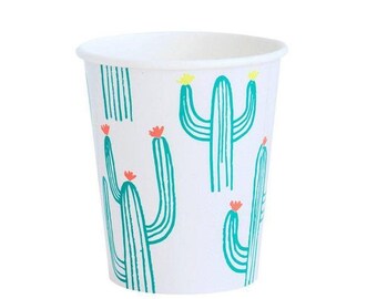 Cactus Paper Cups,  cinco de mayo tableware, baby shower, fiesta birthday decorations