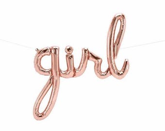 Rose gold girl balloon, baby shower, gender reveal, its a girl party decor, air fill balloon