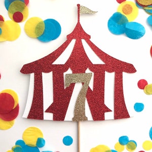 Circus Cake Topper, Age Cake Topper, Under the Big Top, Carnival Theme Birthday Party, Ringmaster, First Birthday, Vintage Circus, Zoo Party