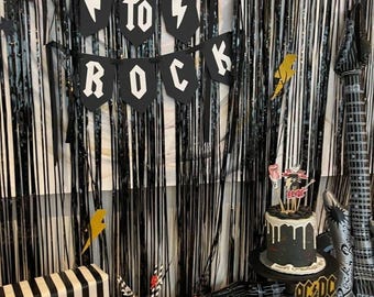 One Rocks Part Decor Rock & Roll Highchair Banner | One Rocks First Birthday Party ...