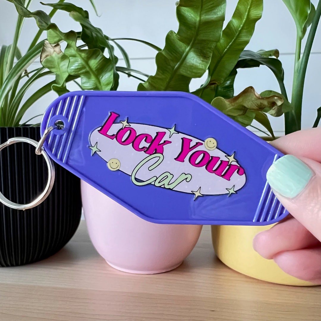 Lock Your Car Motel Keychain, Funny Retro Keychain, Car Key Accessory