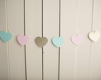 Valentines Day Garland,  Wedding Garland, photography prop, Heart Banner, Little Sweetheart Party Decor, Bridal Shower, Baby Shower