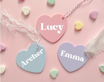 Personalized Acrylic Heart Tag: Pastel Valentine's Gift Tag
