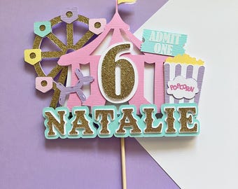 Circus Cake Topper: Pastel Carnival Birthday Party, Under the Big Top