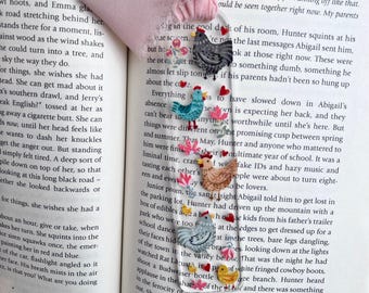 Chicken Acrylic Bookmark with Chiffon Ribbon Tassel
