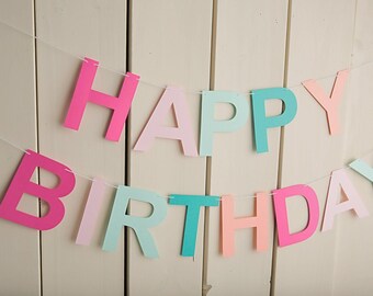 Pastel Rainbow Happy Birthday Banner: Reusable Party Decor