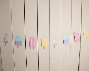 Pastel Popsicle Garland - sweet treats birthday theme, summer pool party, classroom decorations, Popsicle Ice Cream Birthday