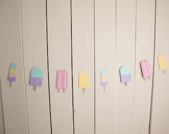 Pastel Popsicle Garland - sweet treats birthday theme, summer pool party, classroom decorations, Popsicle Ice Cream Birthday