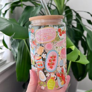 Italian Summer Sardines Glass Cup: Coastal Coquette Iced Coffee Tumbler, Aesthetic Iced Coffee Tumbler image 3