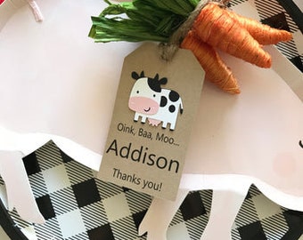 Farmyard Animal Birthday Favor Tags, First Birthday on the farm Party, Old Mcdonald,  Barnyard Animals Decor, Gift Favor, Little Farmer