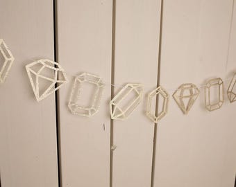 Gem & Crystal Garland: Glitter Party Banner, 6ft Twine