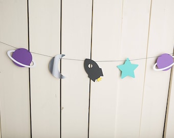 Space Themed Garland, First Trip around the sun, Milky way Galaxy Banner, Space Baby Shower, Space First Birthday, First trip around the sun