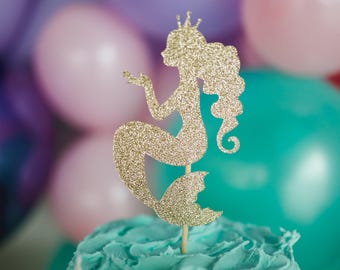 Glitter Mermaid Cake Topper: Under The Sea Party Decor
