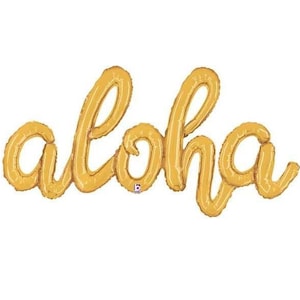 Gold Aloha Script Balloon: Luau Party Decor