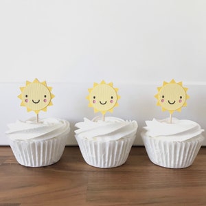 Sunshine Cupcake Toppers, Little Sunshine, sun 1st birthday, First trip around the Sun, Our little sunshine, my sunshine birthday