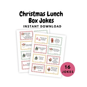 Blagues de Noël sur la boîte à lunch pour enfants : notes de Noël rétro (PDF)