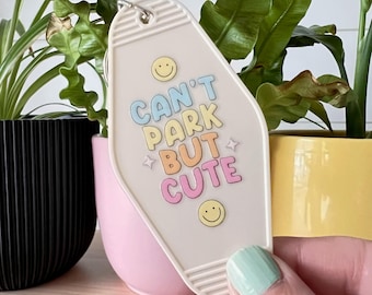 Can’t park but cute motel keychain, Driving Test Gift, First Car, Bad Driver Club, Hot Girls Hit Curbs, Cute mom Keychain, 21st bday gift