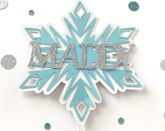 Snowflake Cake Topper, Winter Wonderland, Custom Age Cake Topper, Frozen, Snowflake Party Theme, Winter Onderland, Personalized Frozen Decor