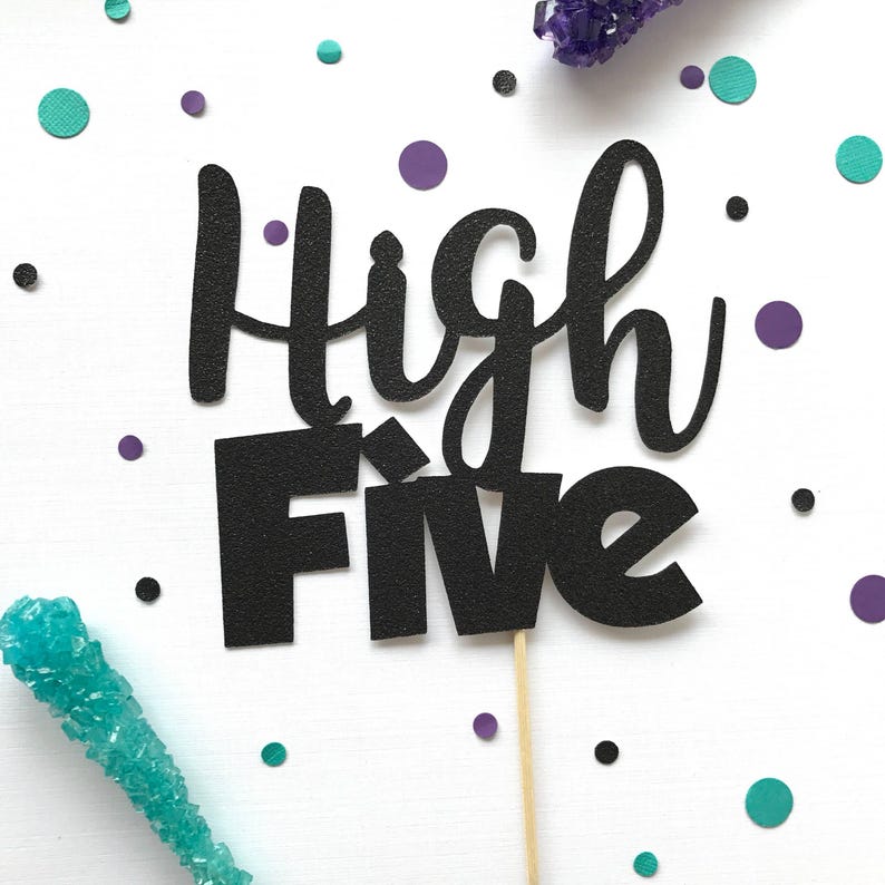 High Five Glitter Cake Topper - 5th Birthday Party Decor Bild 2