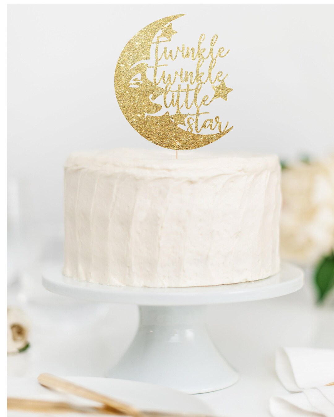 Gold Glitter 'twinkle Star' Cake Topper - Baby Shower, First Birthday ...