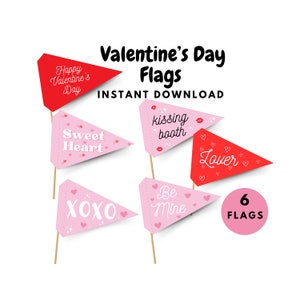 Valentine&#39;s Printable Pennant Flag, Digital Download, Instant Party Decorations Props, Valentine Kid Pennant, Be My Valentine Flag