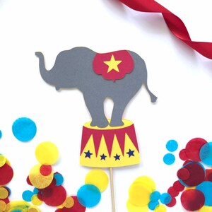 Circus Elephant Cake Topper, Carnival Themed Birthday Party, First Birthday Cake, Party Animal Cake Topper, Under the Big Top image 1
