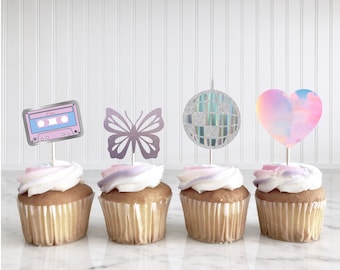 Taylor Swift Lover Era Cupcake Toppers, Taylor lover inspired Cupcake Decoration, in my birthday era, Eras Tour Cake Topper, found her lover