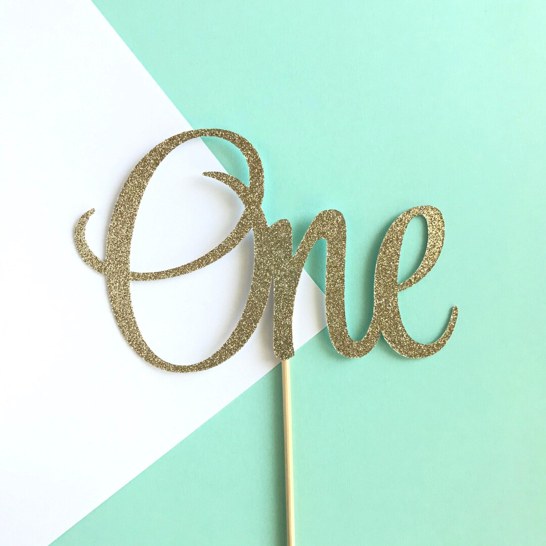Gold Glitter One Cake Topper - First Birthday Decor - Etsy