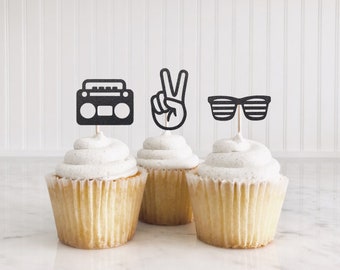 Two legit to quit cupCake Toppers, Born to Rock Party, Two Cool, Born two cool Party Theme, 2nd birthday