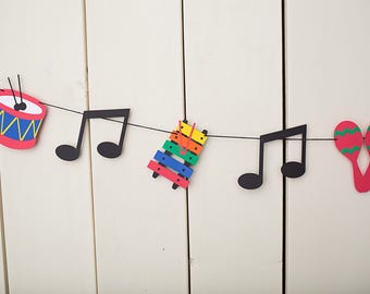 Musical instrument Garland, Music Class Bunting, Rock n Roll Birthday Party, Musical cake Smash, Music 1st Birthday, Musical Birthday Banner