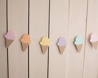 Ice Cream Garland: Pastel Party Decor, Two Sweet Birthday