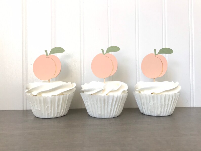 Peach Cupcake Toppers Sweet as a Peach One Sweet Peach Etsy