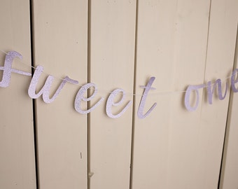 Sweet one Glitter Banner, Desserts, Candy Buffet, Two Sweet birthday party, First Birthday