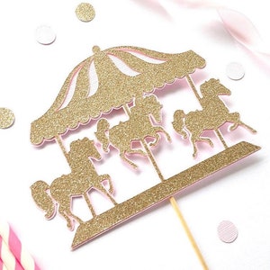 Carousel horse cake topper, first birthday horse party decor, merry go round