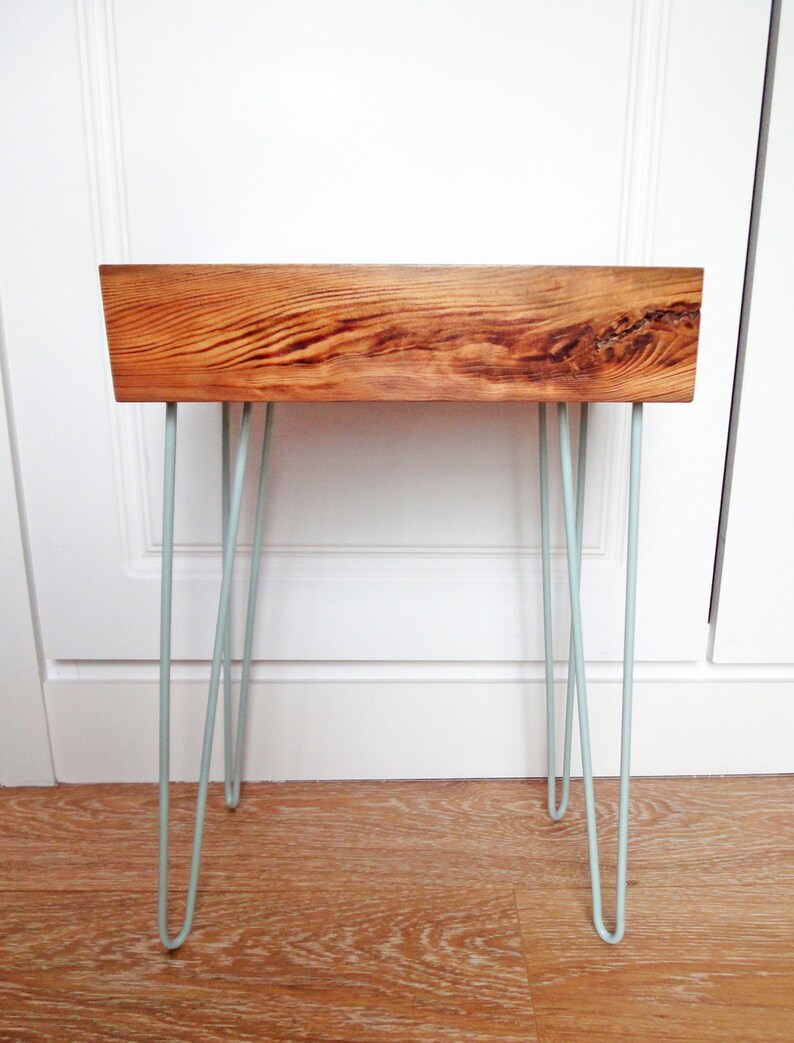 Side Table With Painted Metal Legs Etsy UK