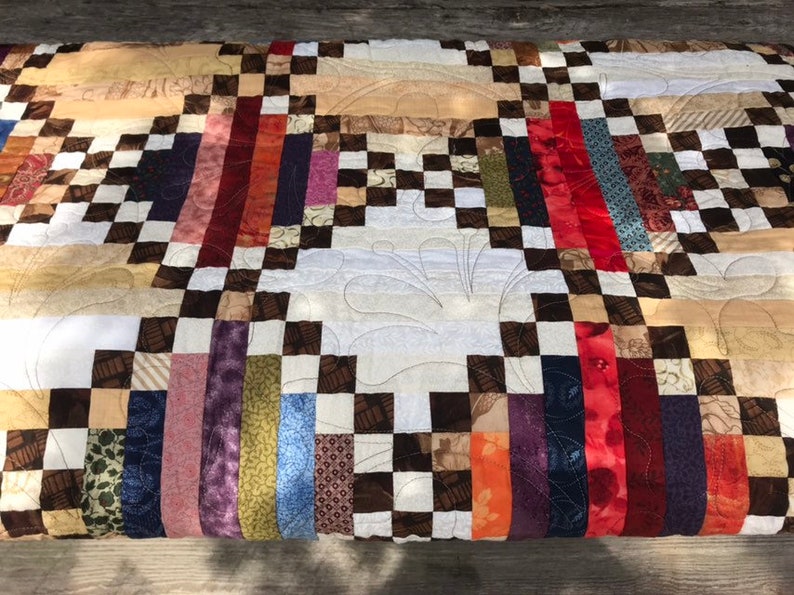 Bordered Nine Patch Handmade Quilt