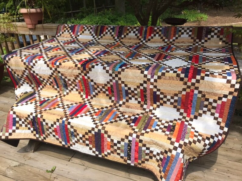Bordered Nine Patch Handmade Quilt