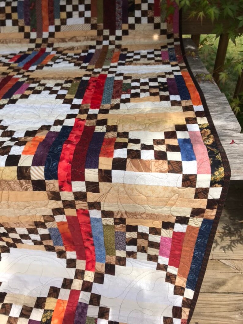 Bordered Nine Patch Handmade Quilt
