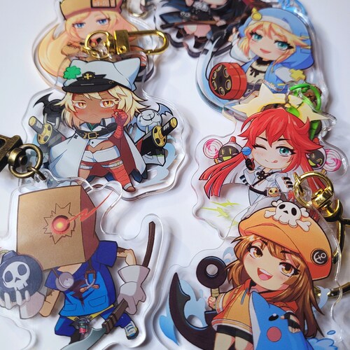 Guilty Gear Girls May and Bridget Acrylic Epoxy Holo Charms 