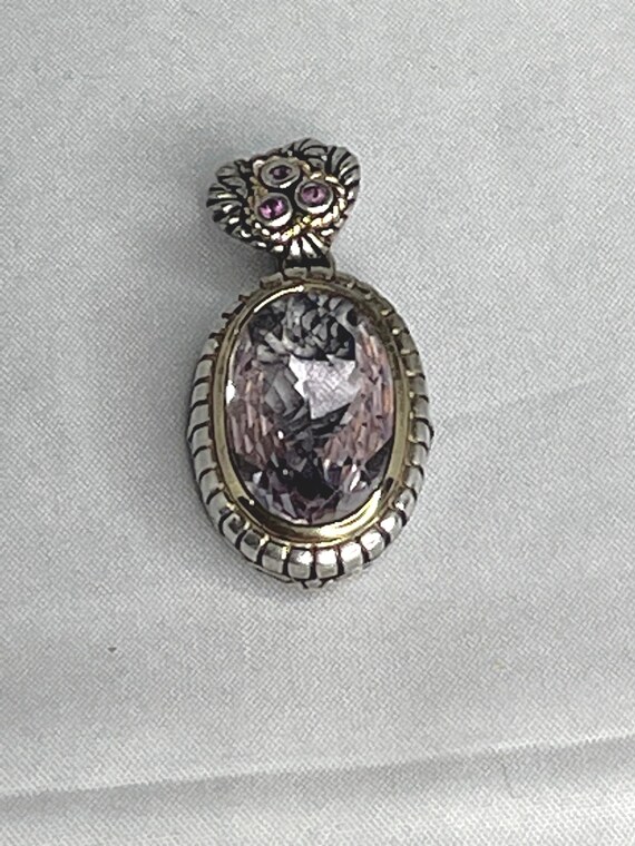 14k Gold & Sterling Silver Amethyst Pendant - image 1