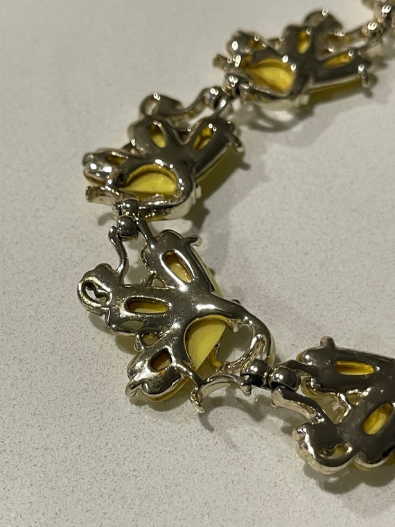 Bogoff Necklace: Yellow Plastic Fan Links, Mid Ce… - image 3